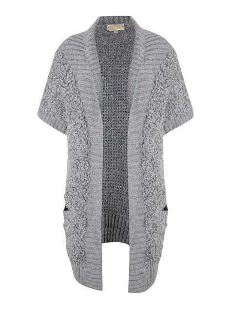 short sleeve cardigan with pockets michael kors gray